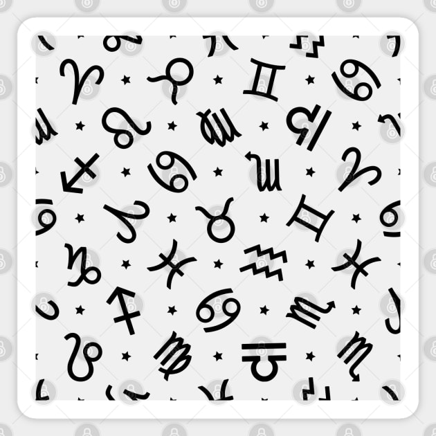 Pattern Set Zodiac Sign Horoscope Astrology Symbol Black and White Sticker by DragonXX